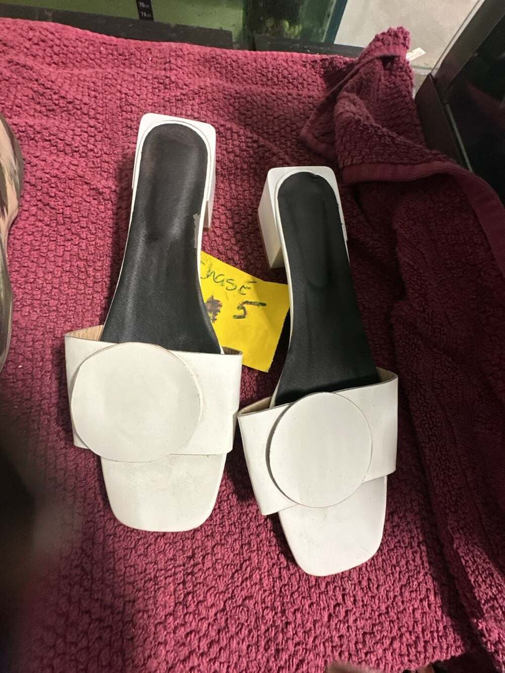 Unbranded Square Toe Chunky Heel Mule Sandals in White